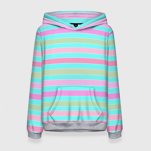 Женская толстовка Pink turquoise stripes horizontal Полосатый узор / 3D-Меланж – фото 1