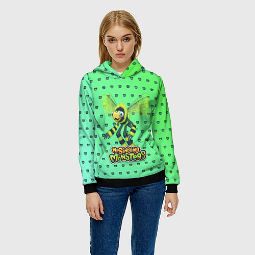 Женская толстовка My singing Monsters - Жужук / 3D-Черный – фото 3