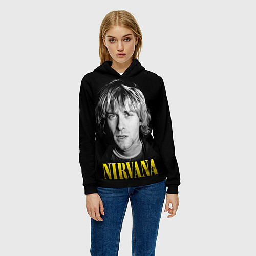 Женская толстовка Nirvana - Kurt Donald Cobain / 3D-Черный – фото 3