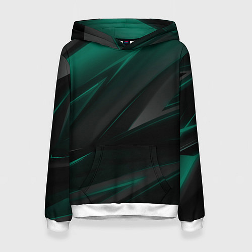 Женская толстовка Бирюзовый черный фон / 3D-Белый – фото 1