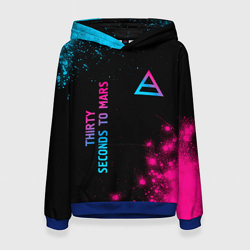 Женская толстовка Thirty Seconds to Mars Neon Gradient / 3D-Синий – фото 1