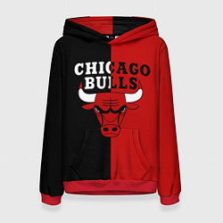 Толстовка-худи женская Чикаго Буллз black & red, цвет: 3D-красный