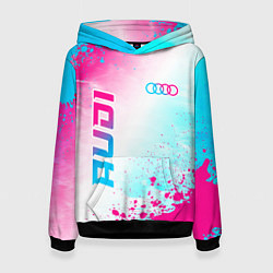 Женская толстовка Audi neon gradient style: символ и надпись вертика