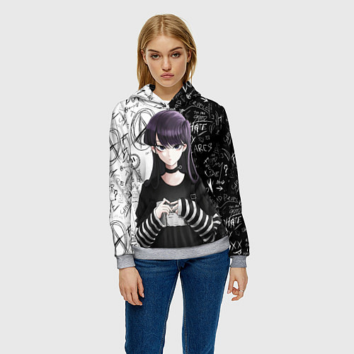 Женская толстовка Коми сан гот - проблемы с общением / 3D-Меланж – фото 3