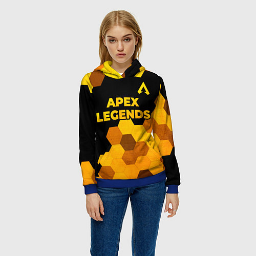 Женская толстовка Apex Legends - gold gradient: символ сверху / 3D-Синий – фото 3