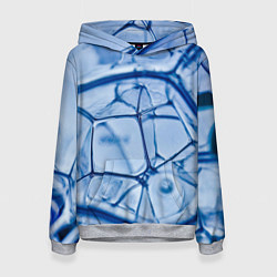 Толстовка-худи женская Абстрактная синяя ледяная броня, цвет: 3D-меланж