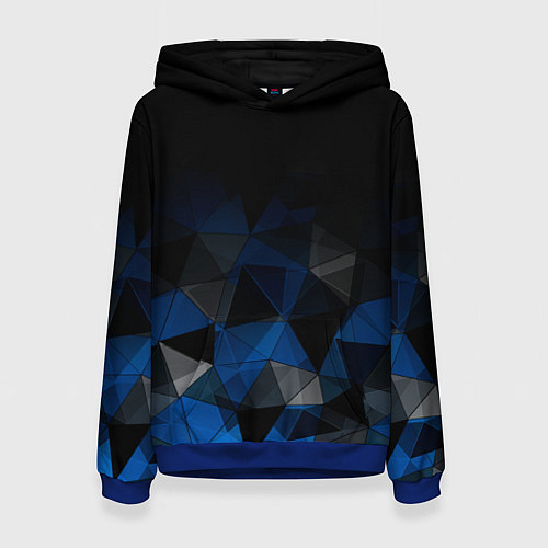 Женская толстовка Черно-синий геометрический / 3D-Синий – фото 1