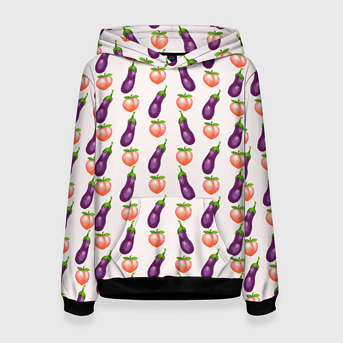 Женская толстовка Баклажаны и персики паттерн / 3D-Черный – фото 1