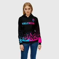 Толстовка-худи женская Valencia - neon gradient: символ сверху, цвет: 3D-черный — фото 2
