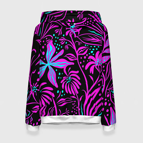 Женская толстовка Purple flowers pattern / 3D-Белый – фото 1