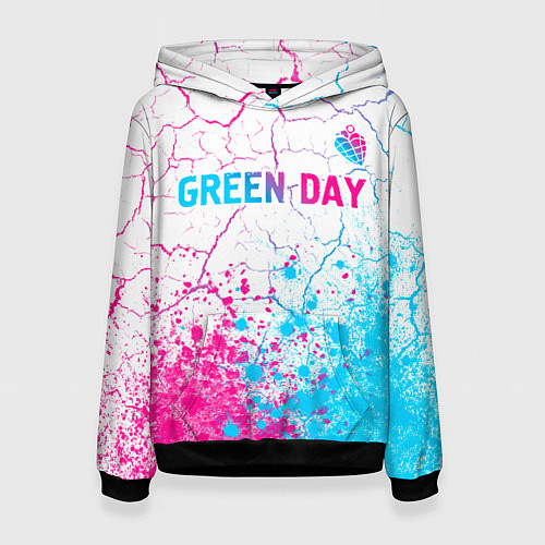 Женская толстовка Green Day neon gradient style: символ сверху / 3D-Черный – фото 1