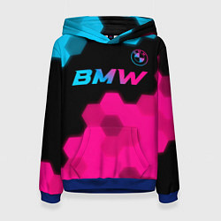 Женская толстовка BMW - neon gradient: символ сверху