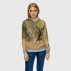 Толстовка-худи женская Штош - мем - совёнок, цвет: 3D-меланж — фото 2