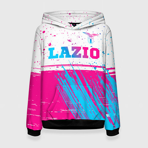 Женская толстовка Lazio neon gradient style: символ сверху / 3D-Черный – фото 1