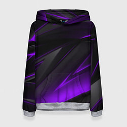 Толстовка-худи женская Черно-фиолетовая геометрическая абстракция, цвет: 3D-меланж