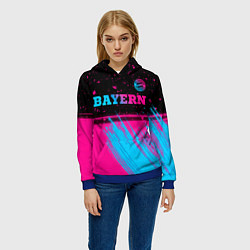 Толстовка-худи женская Bayern - neon gradient: символ сверху, цвет: 3D-синий — фото 2