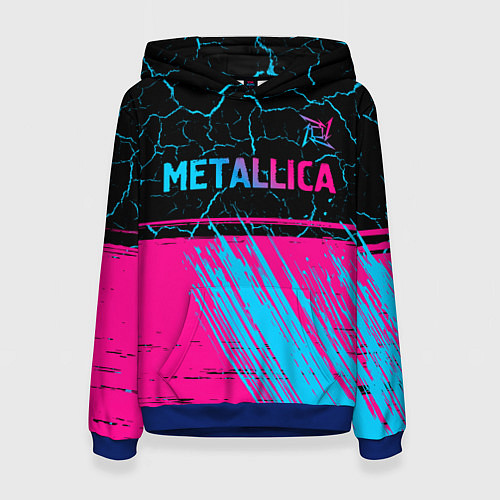 Женская толстовка Metallica - neon gradient: символ сверху / 3D-Синий – фото 1