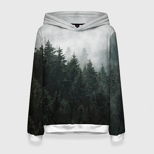 Женская толстовка Туманный хвойный лес / 3D-Белый – фото 1