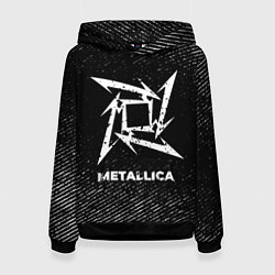 Толстовка-худи женская Metallica с потертостями на темном фоне, цвет: 3D-черный