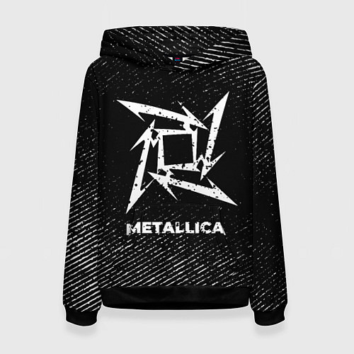Женская толстовка Metallica с потертостями на темном фоне / 3D-Черный – фото 1