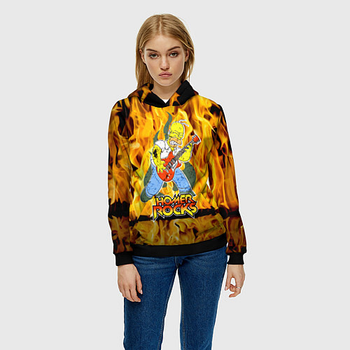 Женская толстовка Гомер Симпсон - соло на гитаре! / 3D-Черный – фото 3