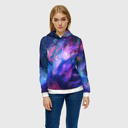 Толстовка-худи женская Космическое туманное сияние, цвет: 3D-белый — фото 2