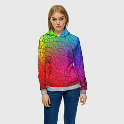 Толстовка-худи женская Разноцветное витражное стекло, цвет: 3D-меланж — фото 2
