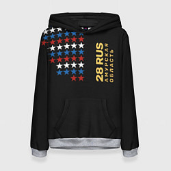 Толстовка-худи женская 28 RUS Амурская область, цвет: 3D-меланж