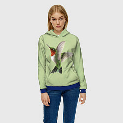 Толстовка-худи женская Одинокая колибри, цвет: 3D-синий — фото 2