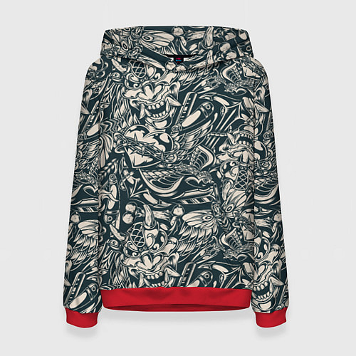 Женская толстовка Винтажные flash tatoo / 3D-Красный – фото 1