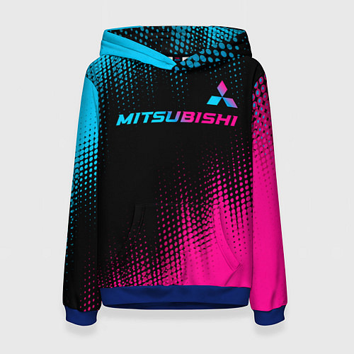 Женская толстовка Mitsubishi - neon gradient: символ сверху / 3D-Синий – фото 1