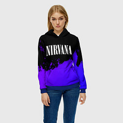 Толстовка-худи женская Nirvana purple grunge, цвет: 3D-синий — фото 2