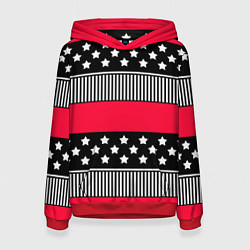 Женская толстовка Red and black pattern with stripes and stars