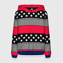 Женская толстовка Red and black pattern with stripes and stars