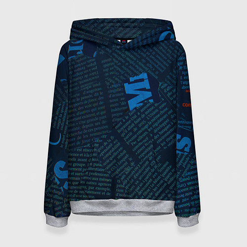 Женская толстовка Черная газета / 3D-Меланж – фото 1