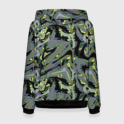 Женская толстовка Черный, серые, желтые каракули