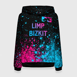 Толстовка-худи женская Limp Bizkit - neon gradient: символ сверху, цвет: 3D-черный