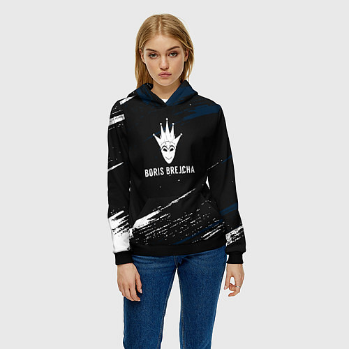 Женская толстовка Boris Brejcha в маске краска / 3D-Черный – фото 3