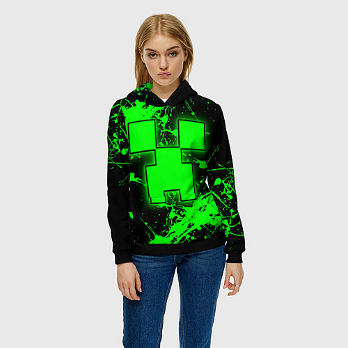 Женская толстовка Minecraft neon green / 3D-Черный – фото 3