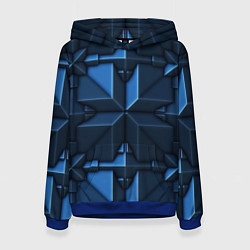 Толстовка-худи женская Синяя объёмная броня киборга, цвет: 3D-синий