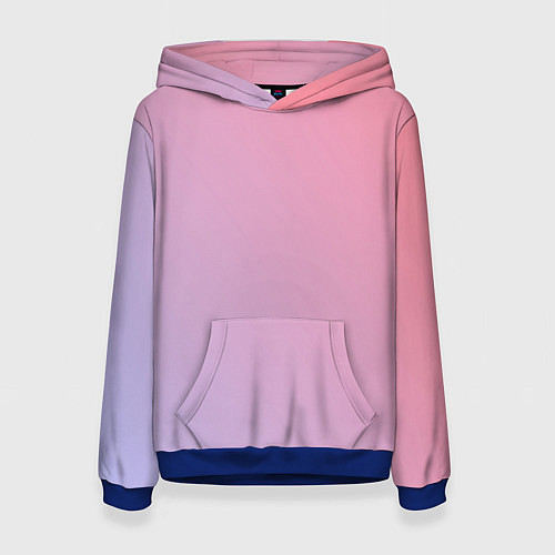 Женская толстовка Градиент - розовая пастель / 3D-Синий – фото 1