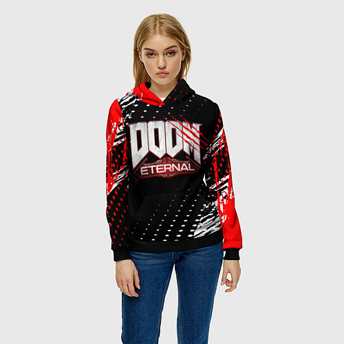 Женская толстовка Doom - краска / 3D-Черный – фото 3