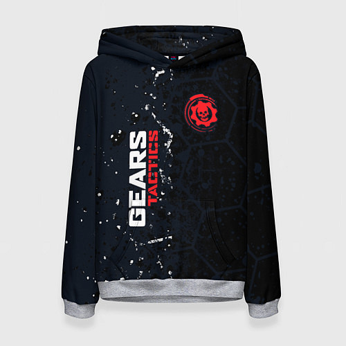 Женская толстовка Gears of War красно-белой лого на темном фоне / 3D-Меланж – фото 1