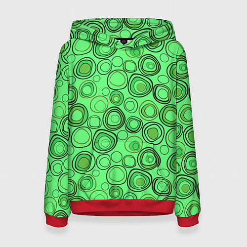 Женская толстовка Ярко-зеленый неоновый абстрактный узор / 3D-Красный – фото 1