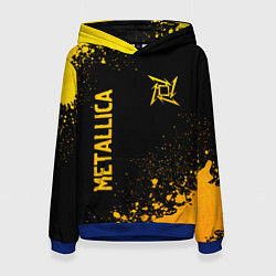 Толстовка-худи женская Metallica - gold gradient: надпись, символ, цвет: 3D-синий