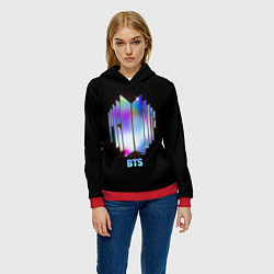 Толстовка-худи женская BTS gradient logo, цвет: 3D-красный — фото 2