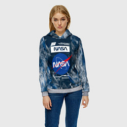 Толстовка-худи женская Nasa - лого - пламя, цвет: 3D-меланж — фото 2