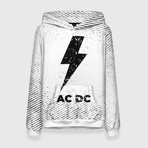 Женская толстовка AC DC с потертостями на светлом фоне / 3D-Белый – фото 1