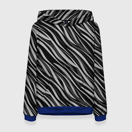 Женская толстовка Полосатый черно-серый узор Зебра / 3D-Синий – фото 1