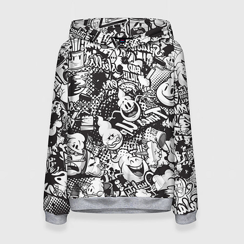 Женская толстовка Граффити на белом фоне / 3D-Меланж – фото 1